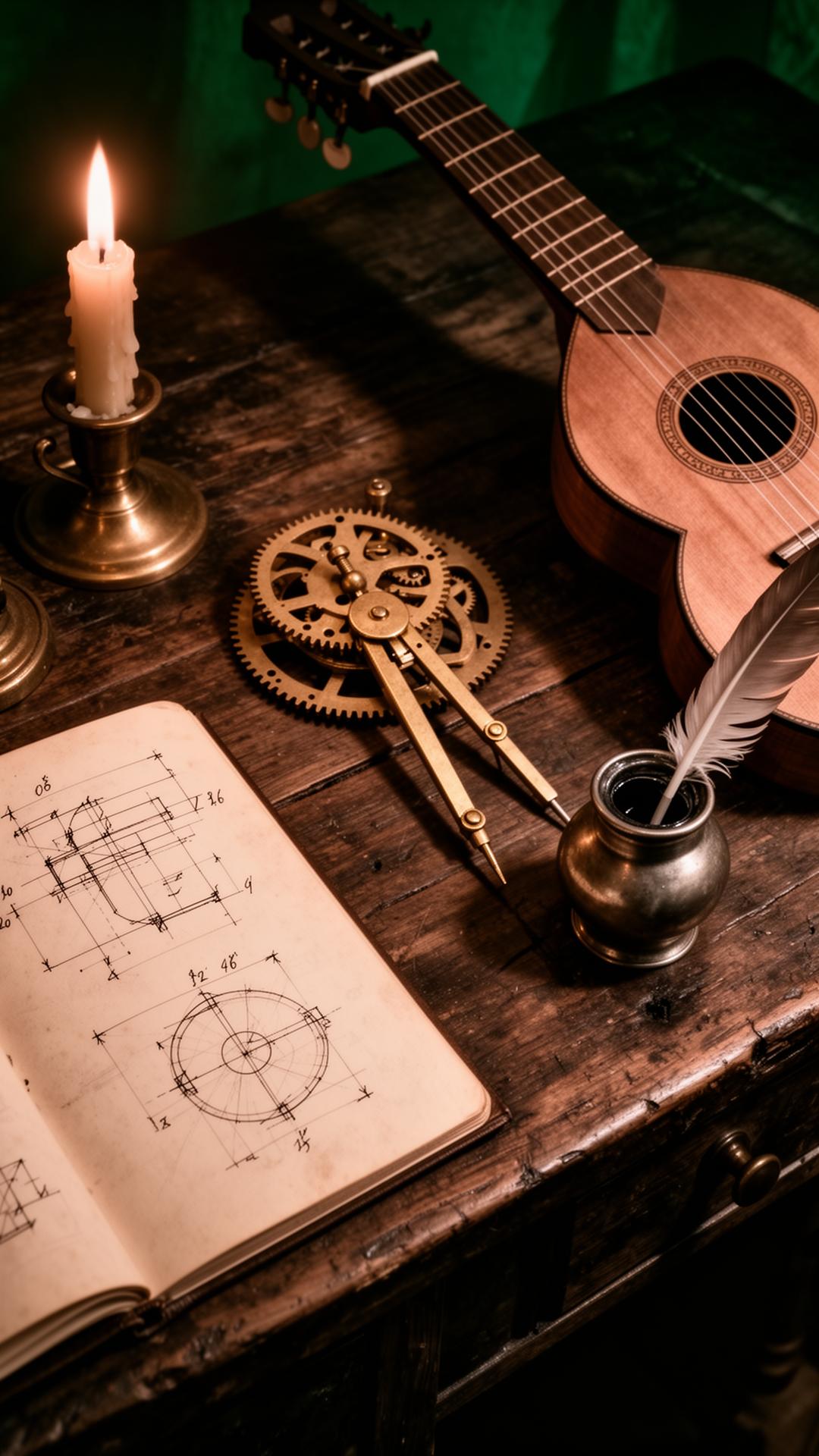 A Renaissance polymath at work, blending art, science and invention