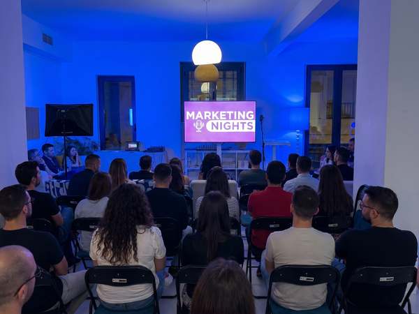 Seated audience at a Marketing Nights event in the Kreators Hub event space in Lisbon